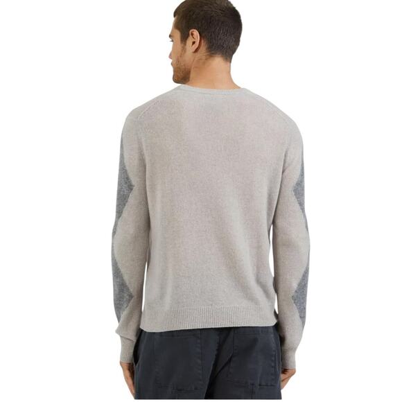 ATM Anthony Thomas Melillo XXL NEW Men's Argyle Cashmere Crewneck Sweater Grey - Picture 4 of 6